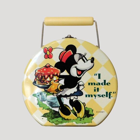Disney Other - Disney Minnie Mouse Collectible Tin Mini Lunch Box Vintage 1998 Round Yellow 6x6